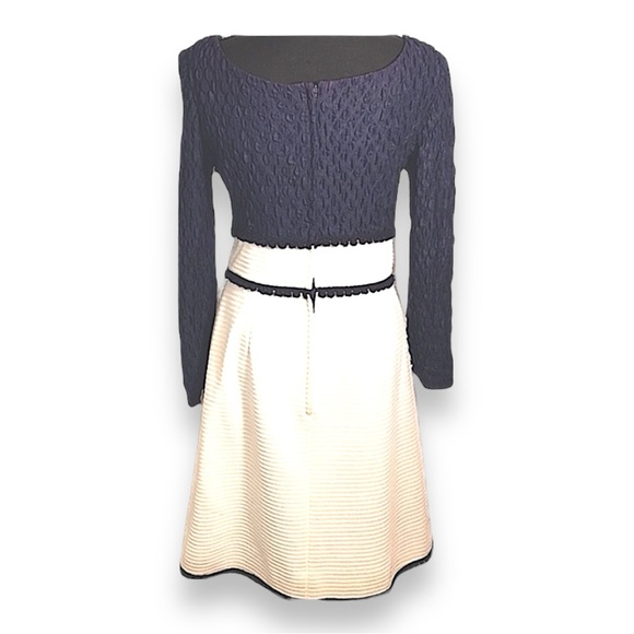 VINTAGE 70s Ivory Navy pucker top Dress PARADE OF NEW YORK label SZ 10 - Picture 9 of 12